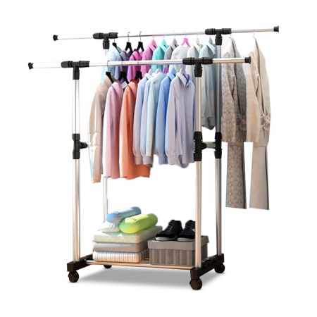 Double Rail Pole Clothes Drying Rack ( স্টেইনলেস স্টিল এর তৈরি অনলা )